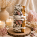 Sage + Rhodonite Stone 
+ Palosanto Smudge Bundle