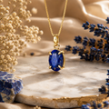 Lapis Lazuli Pendant – Faceted Natural Stone Gold Plated | Serena