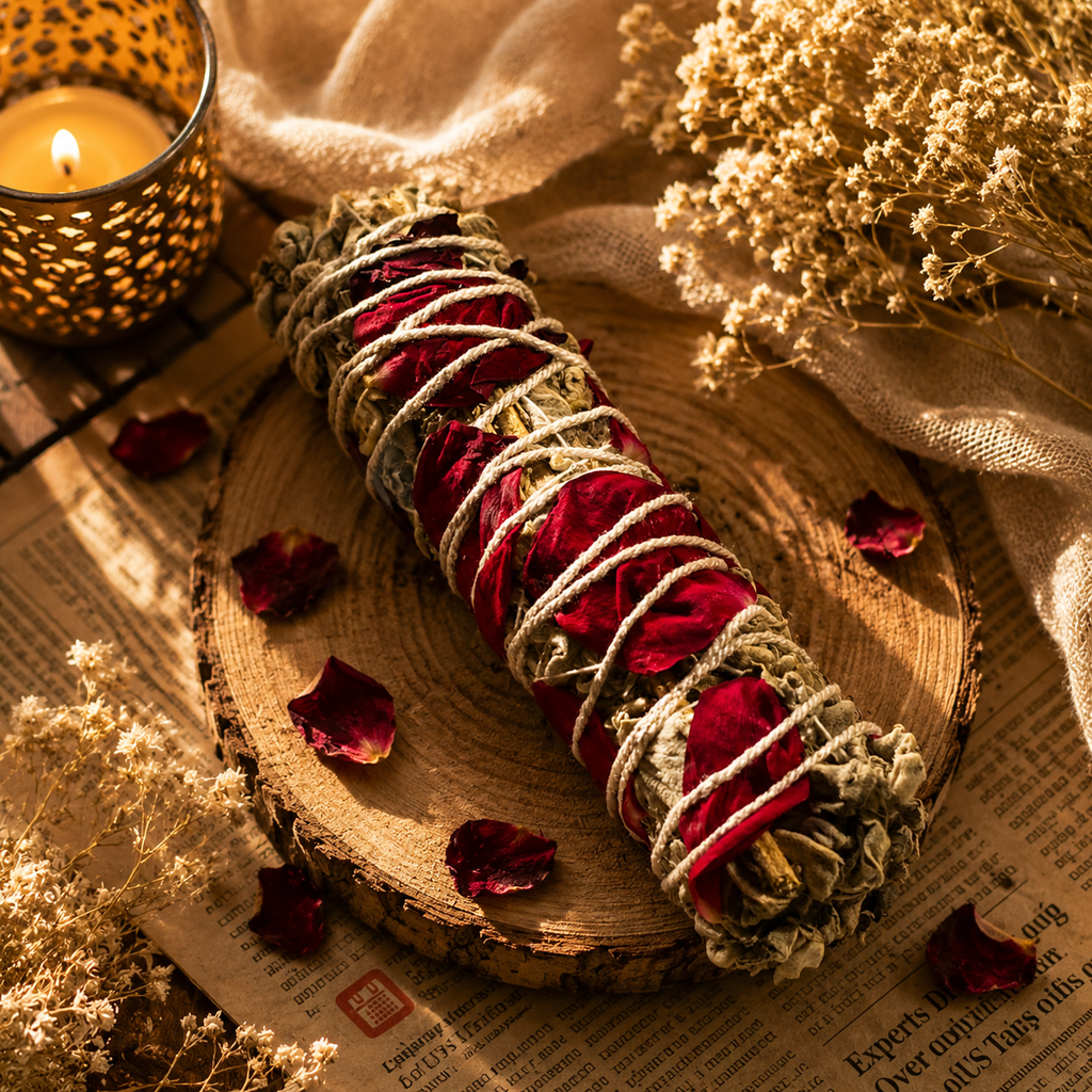 Sacred Petal White Sage Wand | Believed to Awaken Gentle Renewal & Sacred Serenity