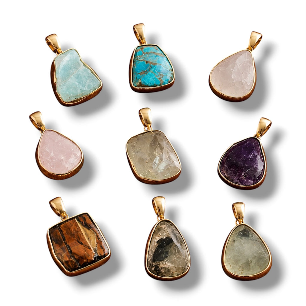 Crystals Pendant - Big Raw Natural Stone | Mix Exclusive Gold Plated Oliva