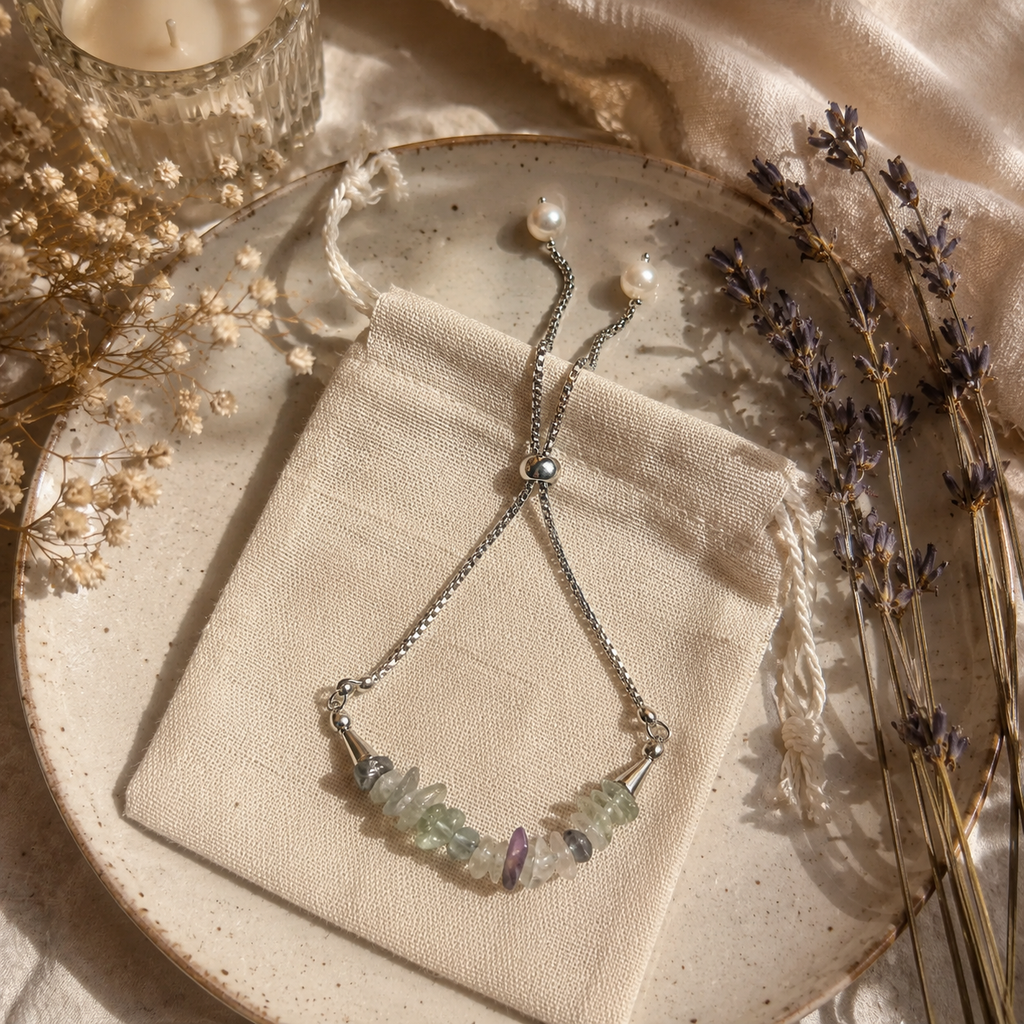 Multi Fluorite Bracelet – Minimal Chip Style Adjustable | Reminder of Balance