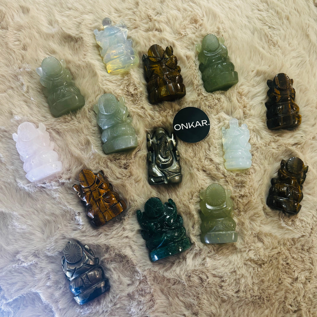 Crystal Lord Ganesha Idol Mixed - Assorted Natural Gemstones