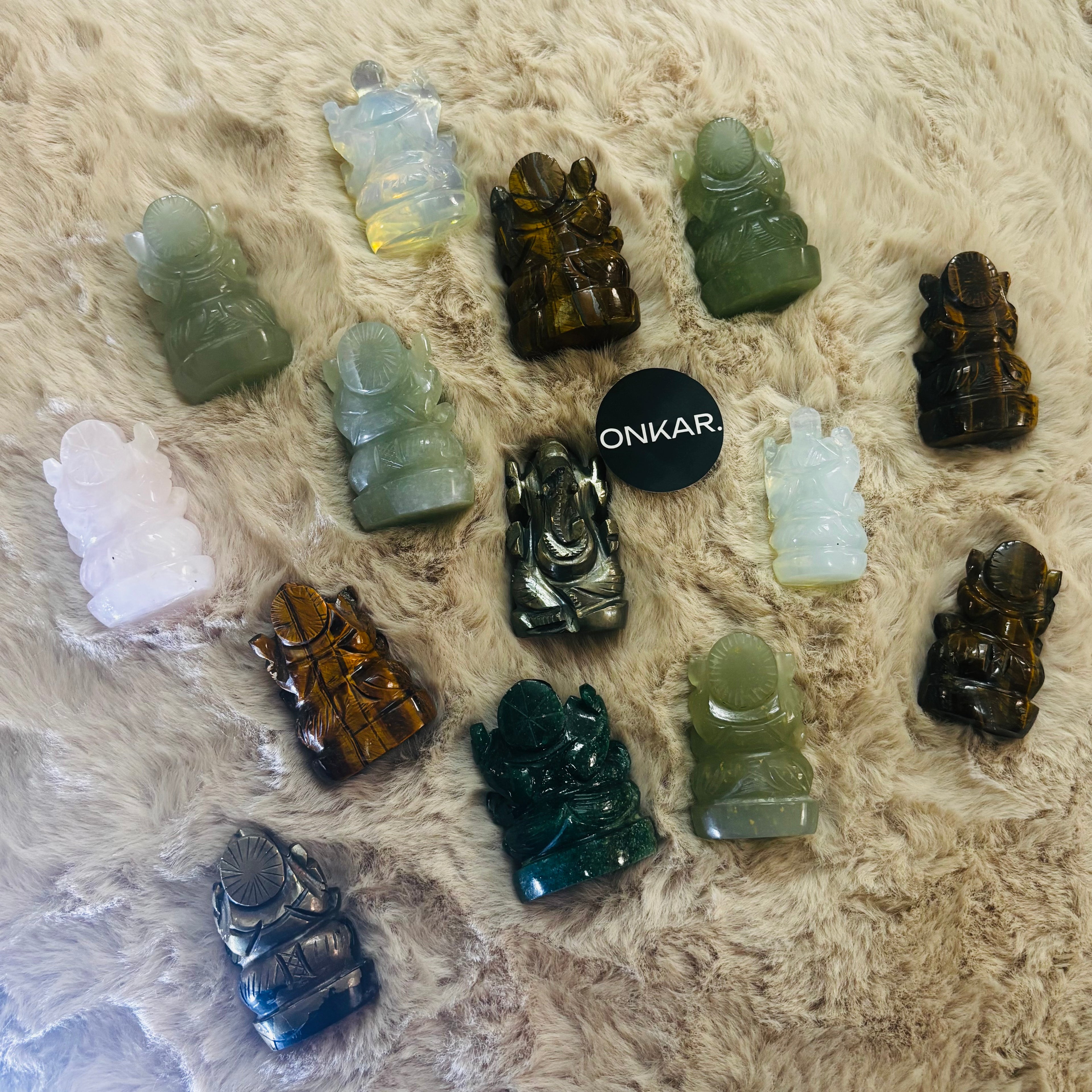 Crystal Lord Ganesha Idol Mixed - Assorted Natural Gemstones