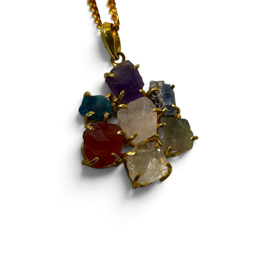 Seven Stones Pendant – Raw Natural Stone Gold Plated | Siete