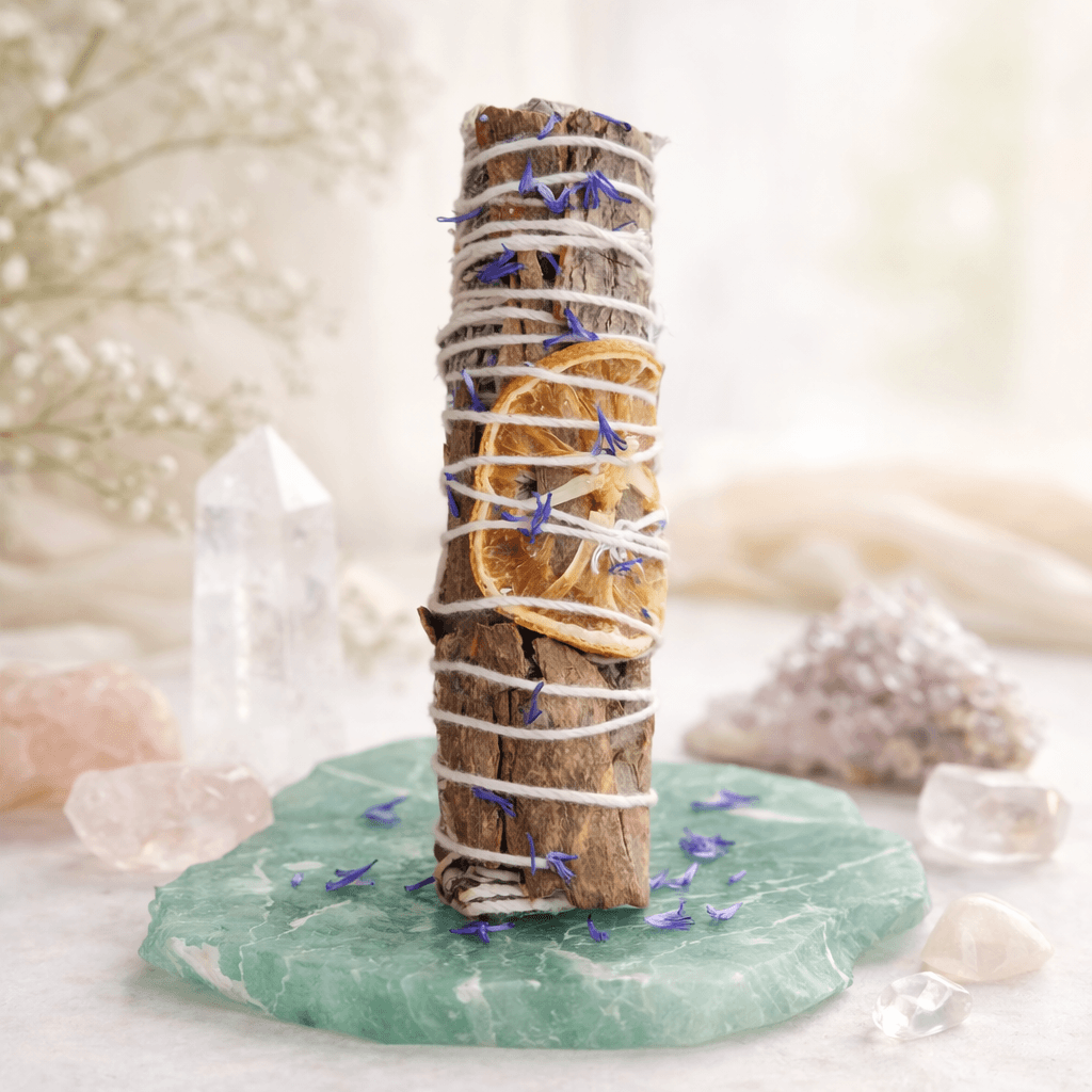 Orange & Cinnamon, Blue Cornflower Sprinkle Sage Smudge Stick | Believed to Uplift Mood, Attract Positivity & Inspire Joy