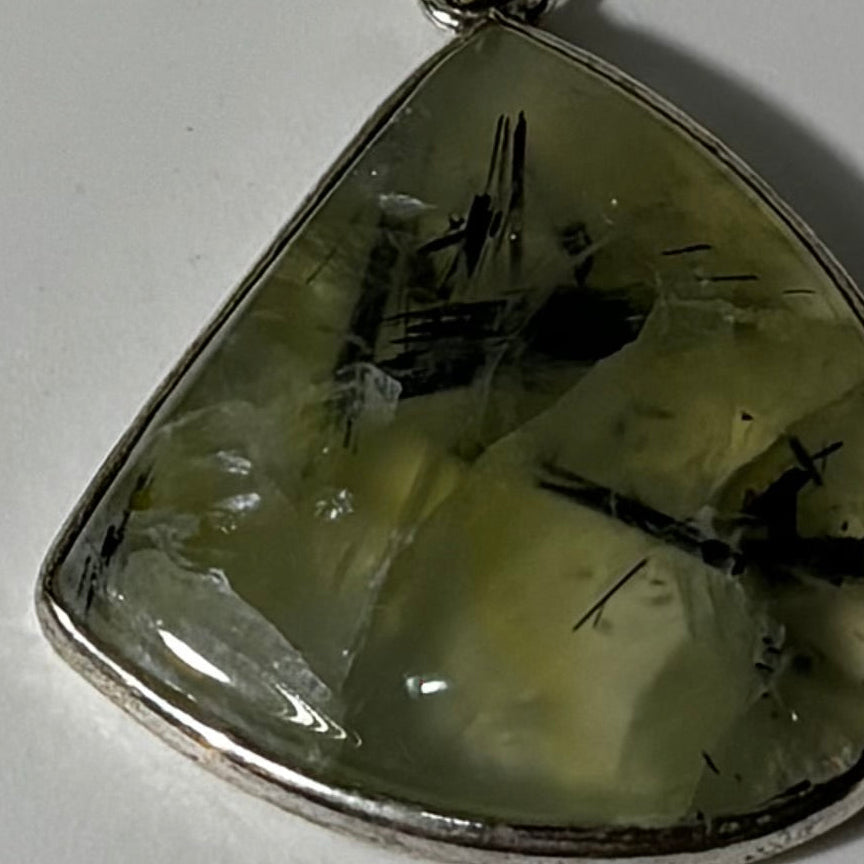 Prehnite Pendant - Natural Stone Silver Plated | Rare II