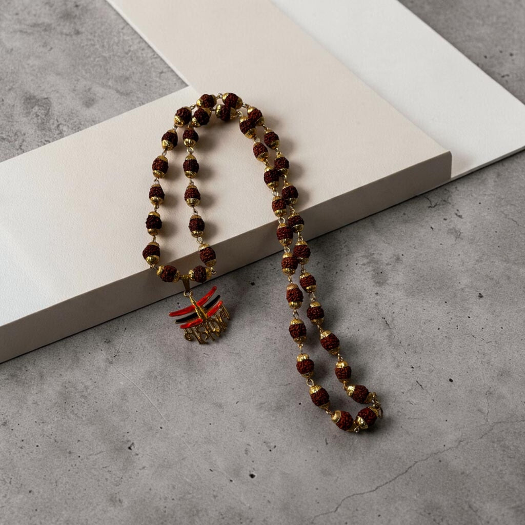 Rudraksha Mala - 5 Mukhi Rudraksh Seed With Mahakaal Pendant |