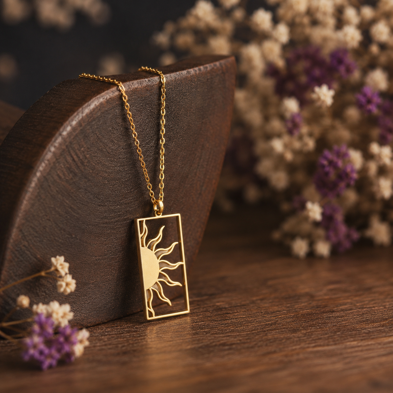 Celestial Code Pendant 02 - Brass Gold Plated | Sun Rise Glow