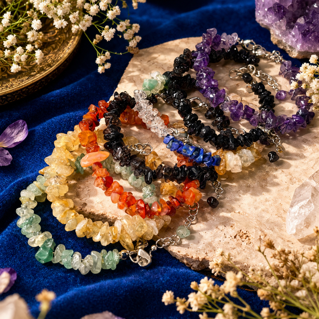 Crystals Bracelets - Chips Natural Stone Adjustable (7 pcs) | Destino