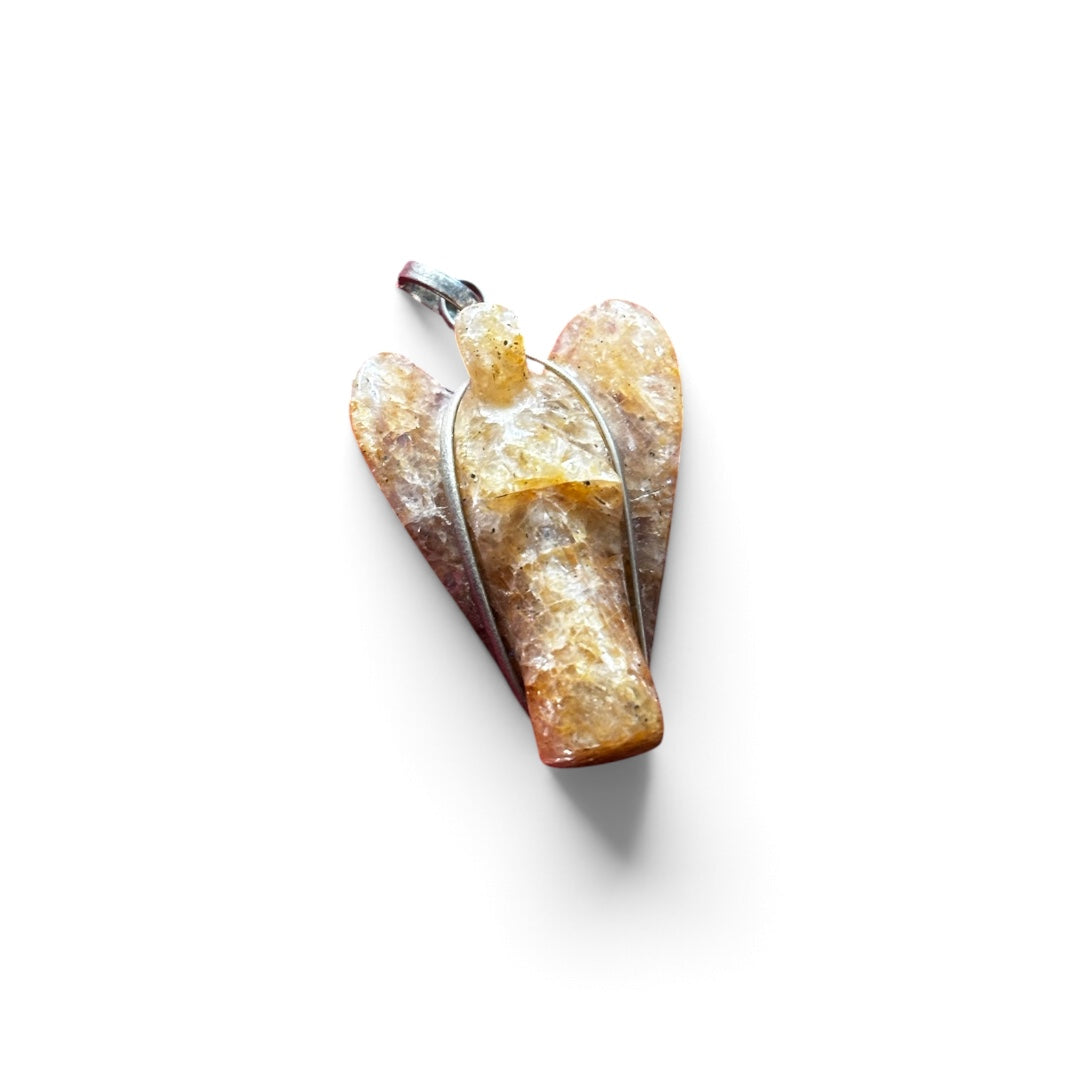 Citrine Pendant - Angel Carved Natural Stone | Bonita