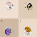 Crystals Ring - Natural Stone Adjustable | Mix Exclusive Silver Plated Alba