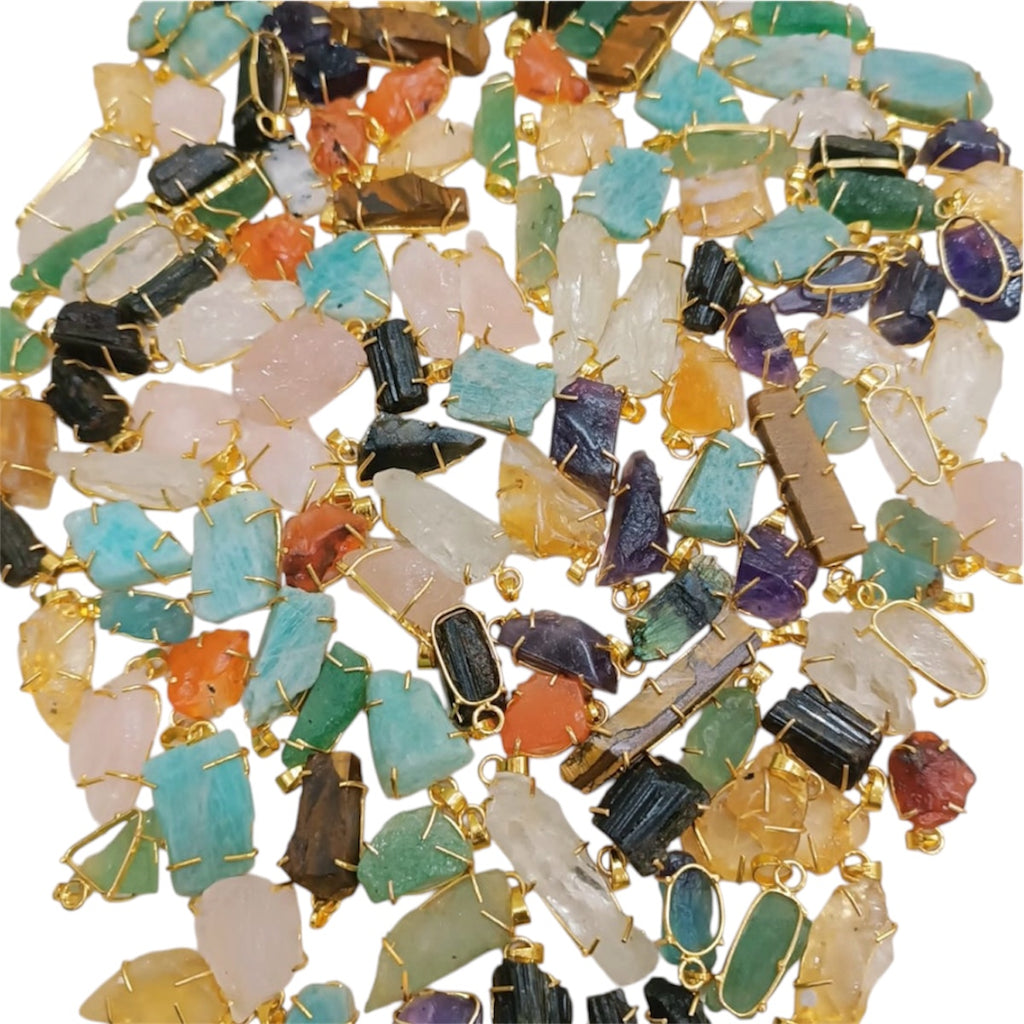 Crystals Pendant - Raw Natural Stone | Mix Exclusive Gold Plated Aurea