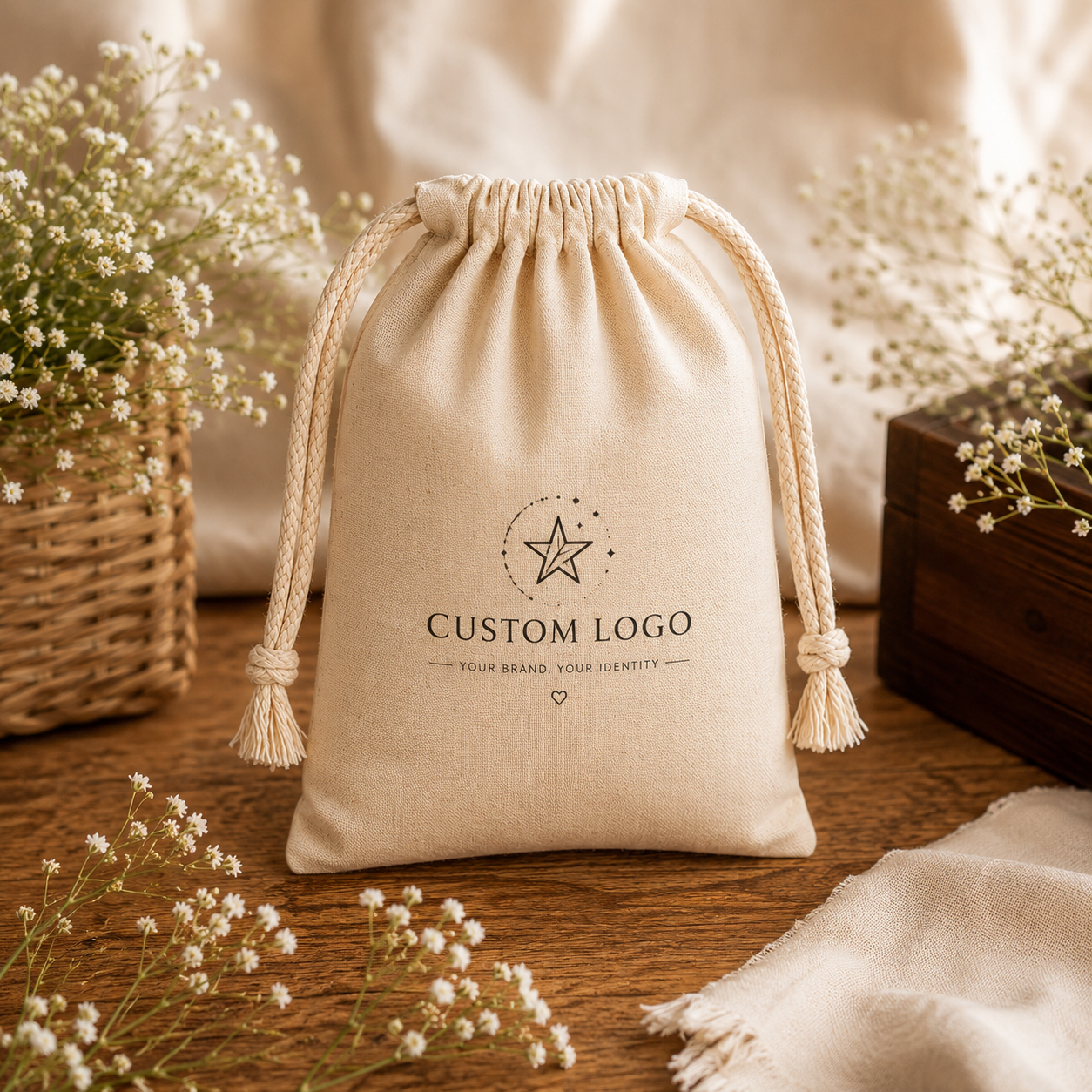 Branding Code Custom Cotton Drawstring Bag 04 | 4x5 Inch 150 GSM (100piece)