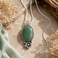 Green Aventurine Pendant - Big Natural Stone Silver Plated | Bloom