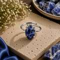 Sodalite Ring – Faceted Natural Stone Silver Plated Adjustable | Fortuna