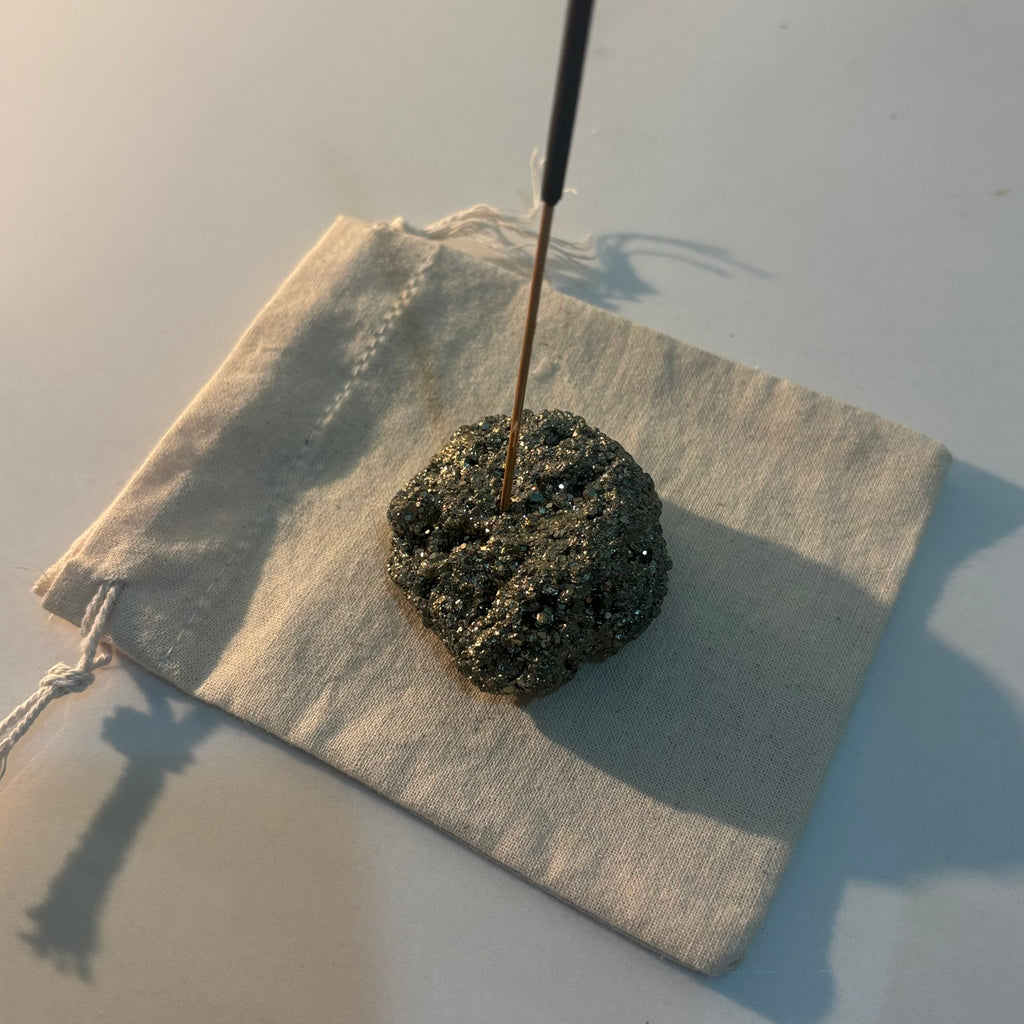 Pyrite Incense Holder - Raw Natural Cluster Stone