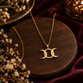 Celestial Code Pendant 07 - Brass Gold Plated | Triple Moon