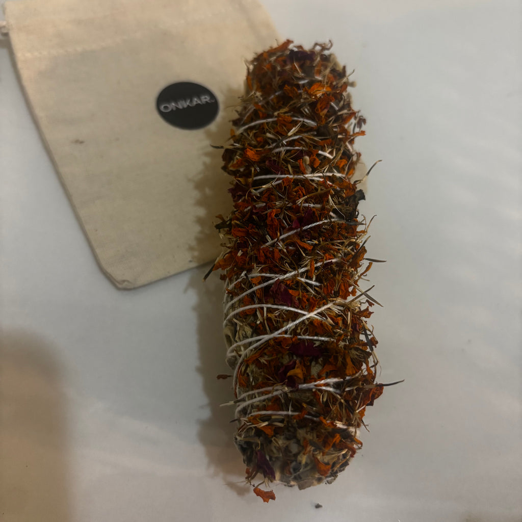 Sacred Marigold & Rose Sage Smudge Stick | Believed to Invite Positivity, Harmony & Loving Energy