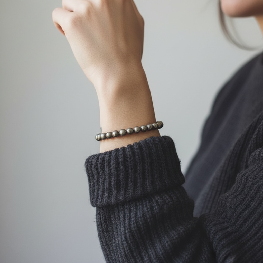 Pyrite Crystal Bracelet - Original Round | Traditionally Known as a Stone of Abundance & Prosperity