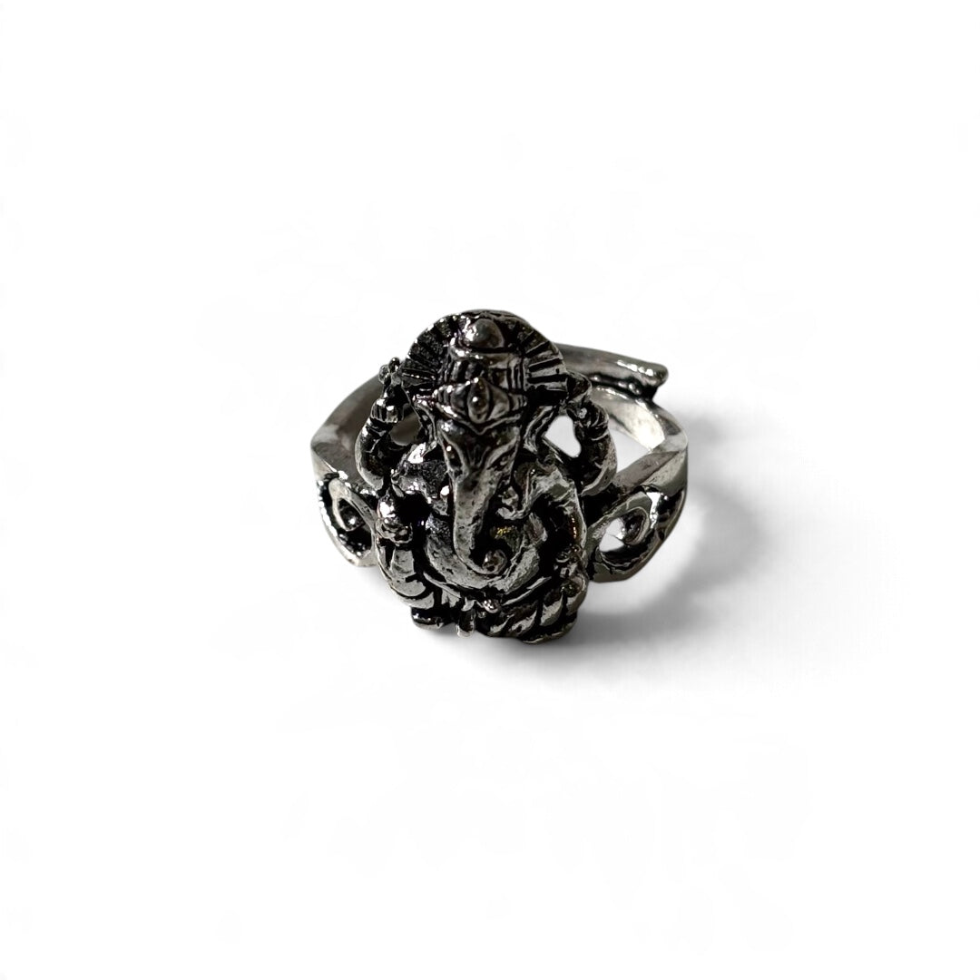 Lord Ganesha Ring - Ganpati Ji Carved Oxidised Adjustable | Sagrado