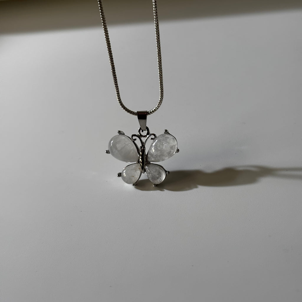 Clear Quartz Pendant - Butterfly Natural Stone Anti tarnish | New Beginnings