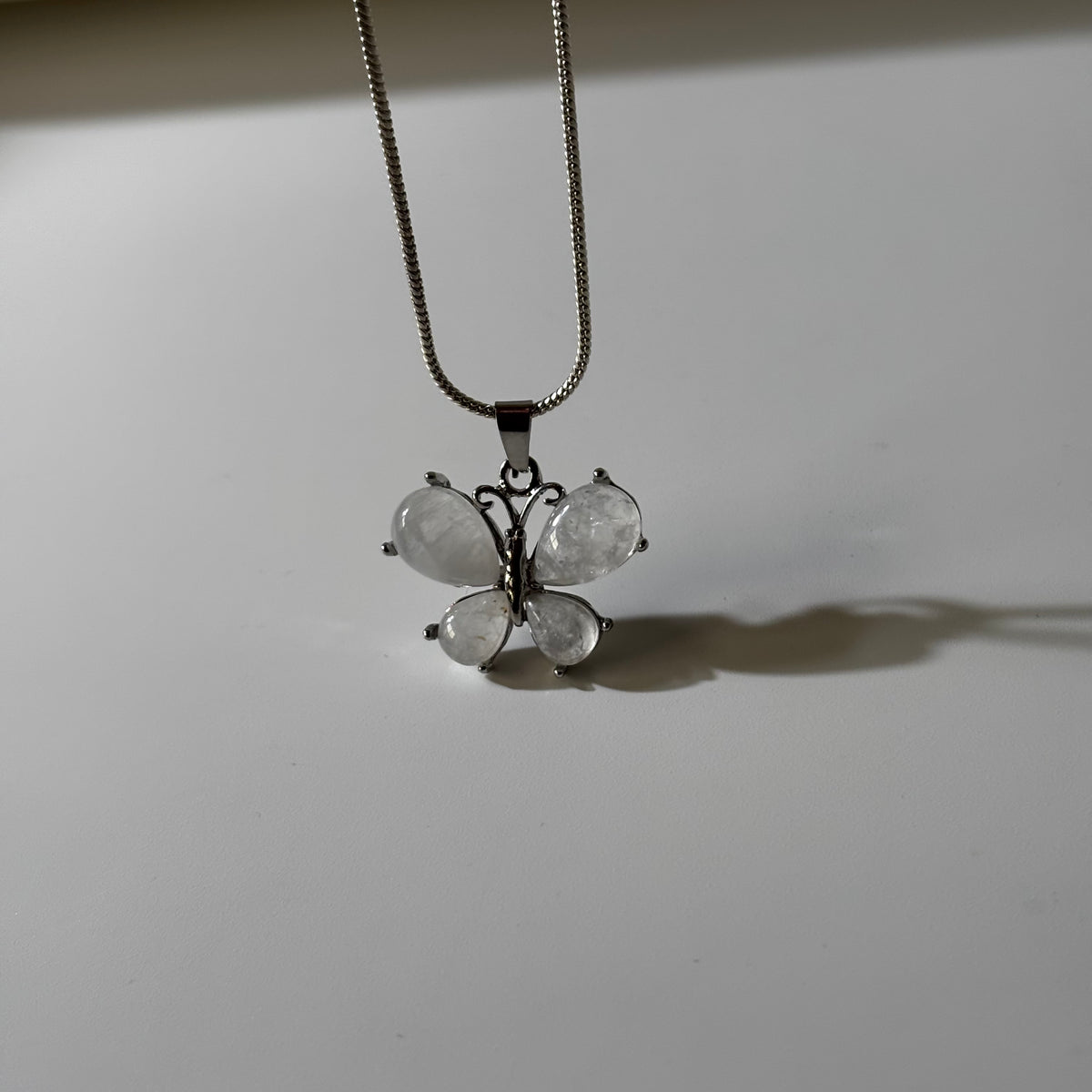 Clear Quartz Pendant - Butterfly Natural Stone Anti tarnish | New Beginnings