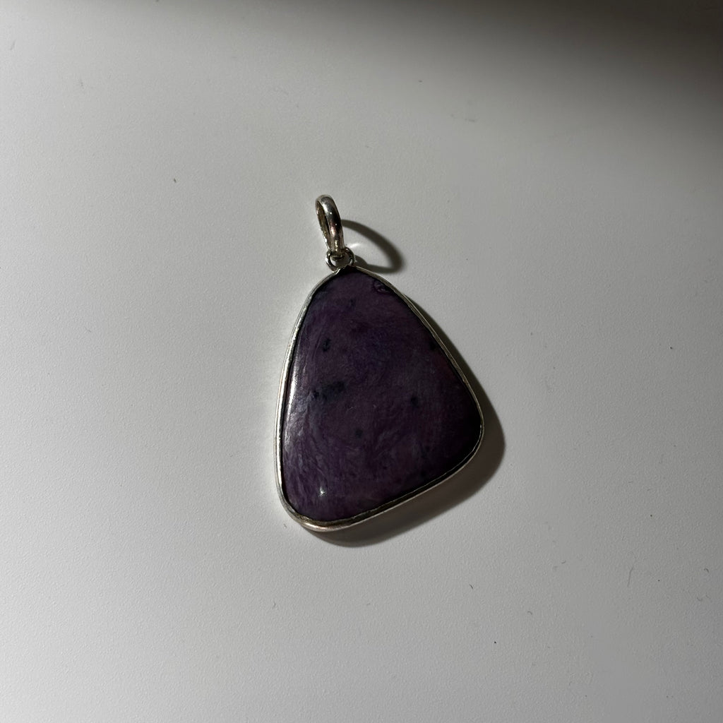 Charoite Pendant - Natural Stone Silver Plated | Rare I