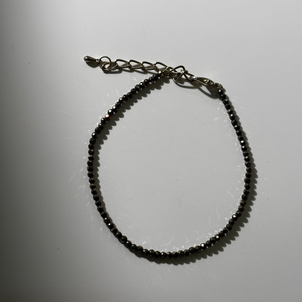 Pyrite Anklet - Faceted Natural Stone Adjustable | Esplendor