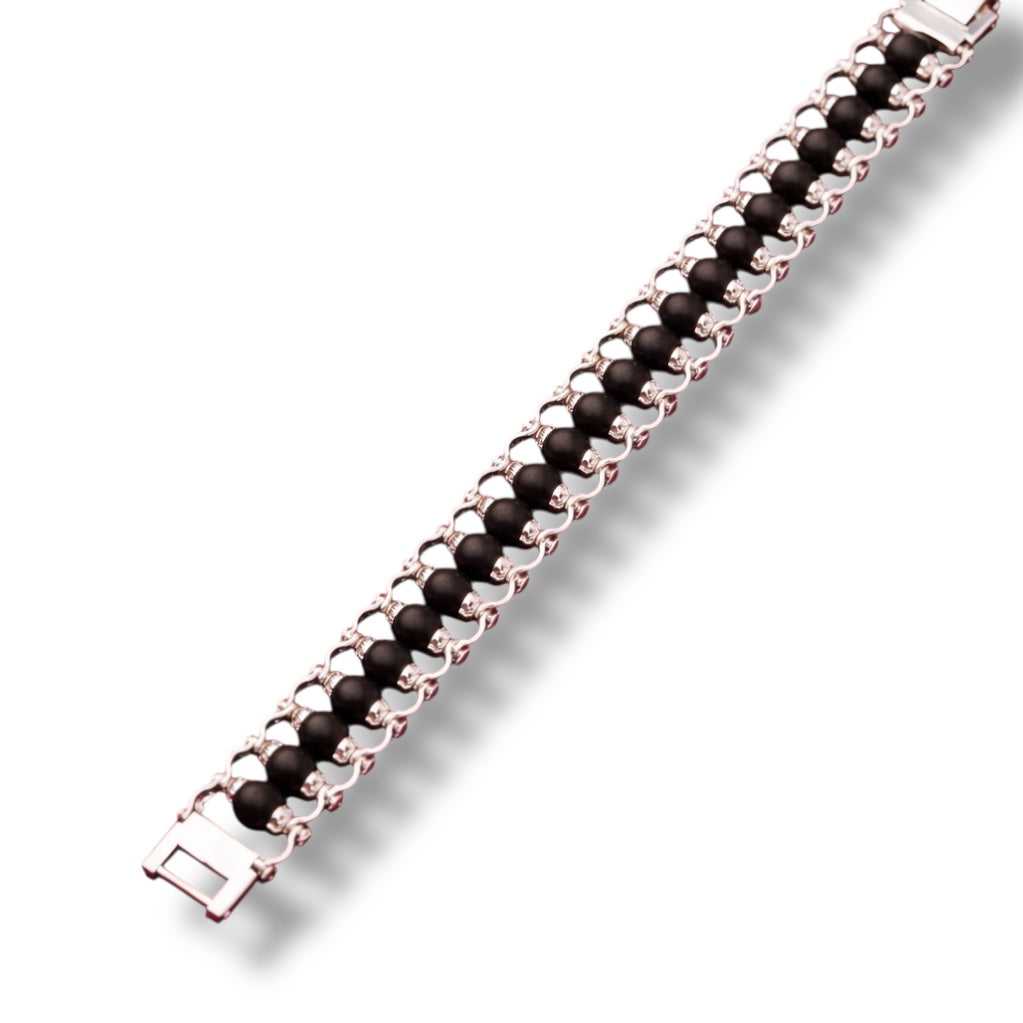 Karungali Bracelet - Natural Ebony Wood Silver Plated