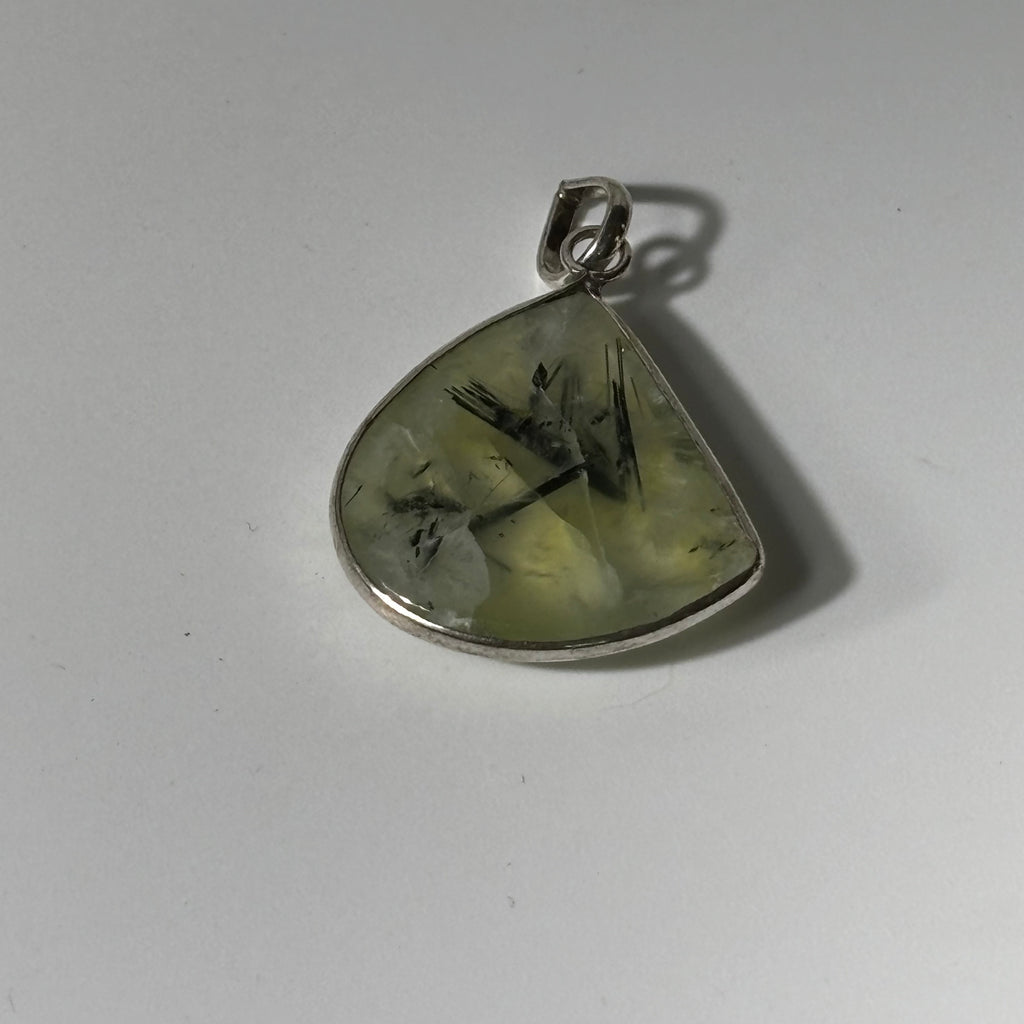 Prehnite Pendant - Natural Stone Silver Plated | Rare II