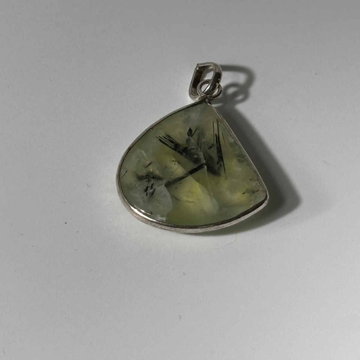 Prehnite Pendant - Natural Stone Silver Plated | Rare II