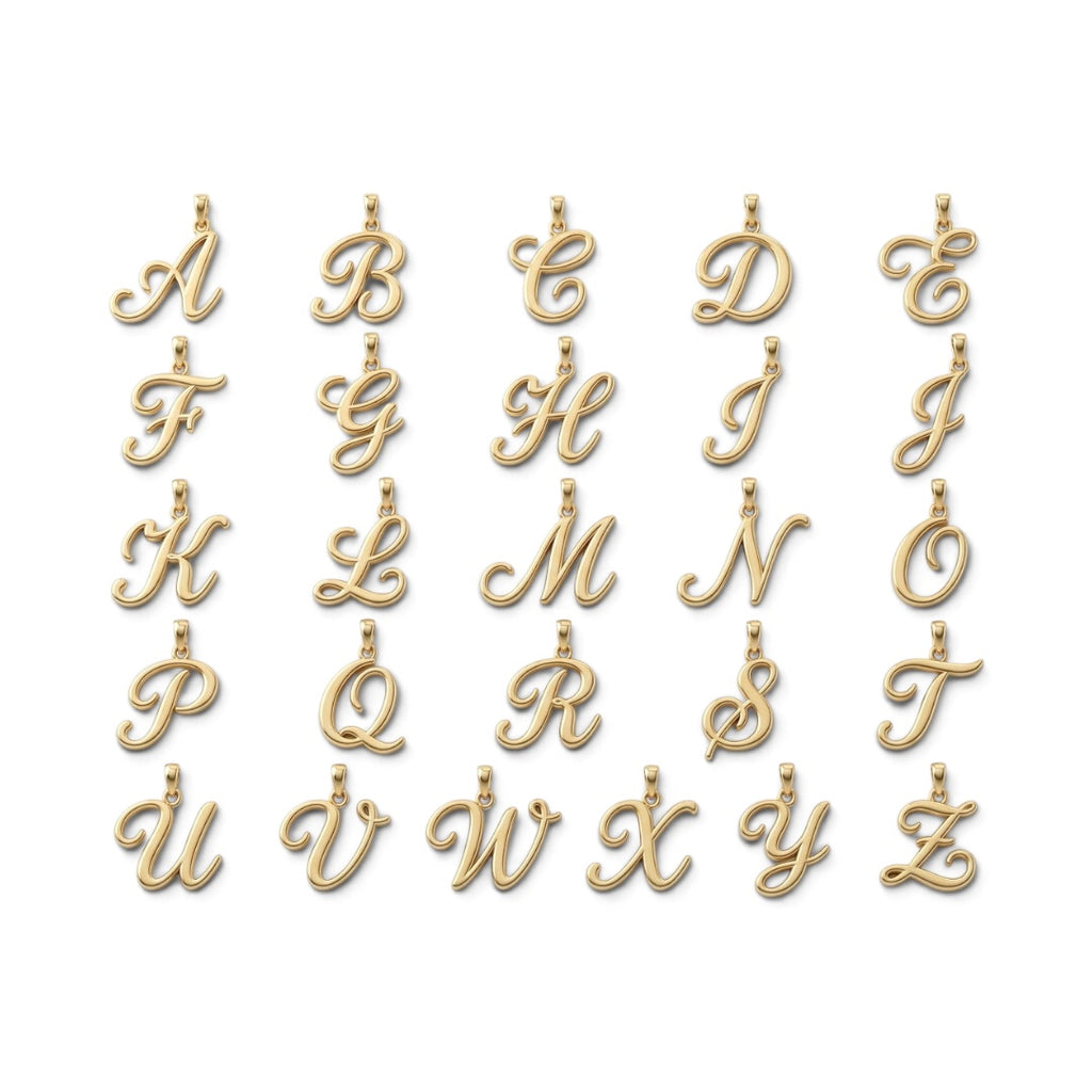Alphabet Code Pendant 01 - Brass Gold Plated | A to Z Initials