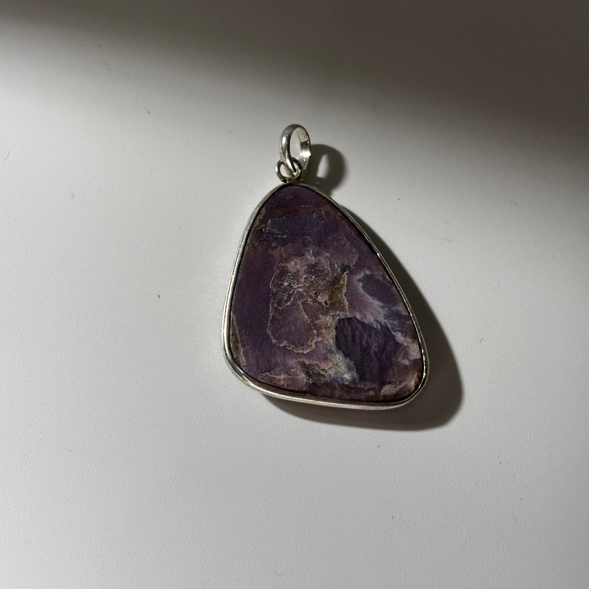 Charoite Pendant - Natural Stone Silver Plated | Rare I