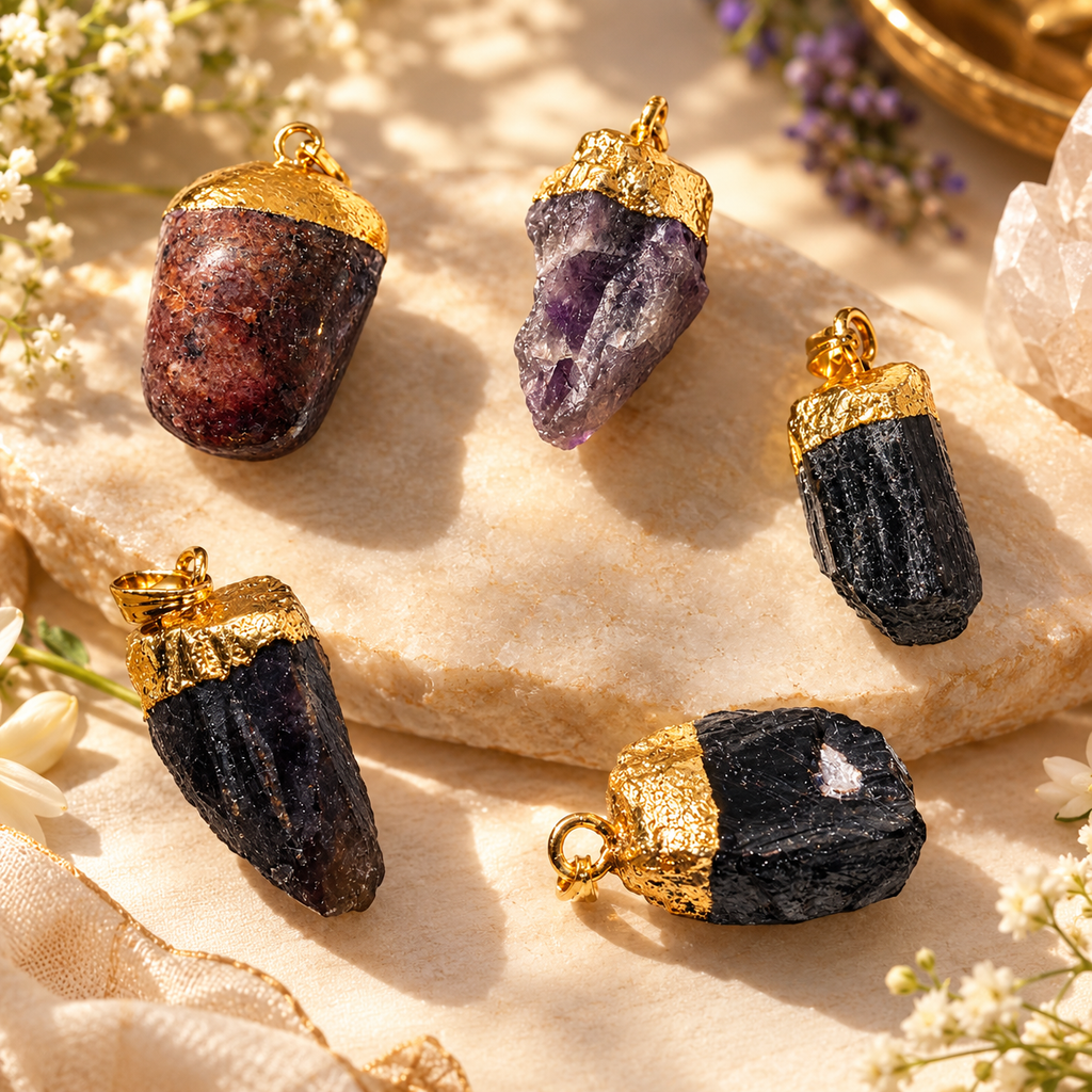Crystals Pendants - Natural Stone Mix Assorted (5 pcs)