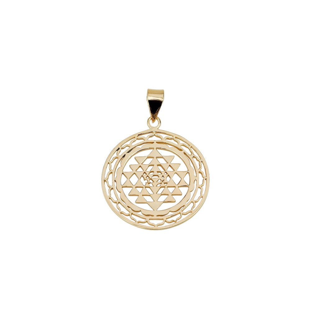 Sacred Code Pendant 10 - Brass Gold Plated | Shree Yantra A Symbol of Abundance