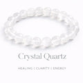 Clear Quartz Crystal Bracelet - Round | Traditionally Known as the Stone of Healing, Clarity & Energy