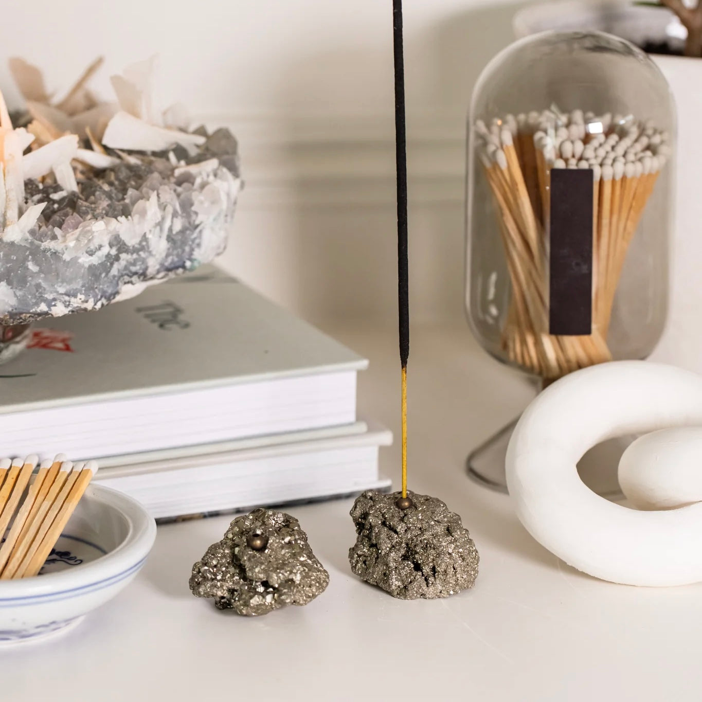 Pyrite Incense Holder - Raw Natural Cluster Stone