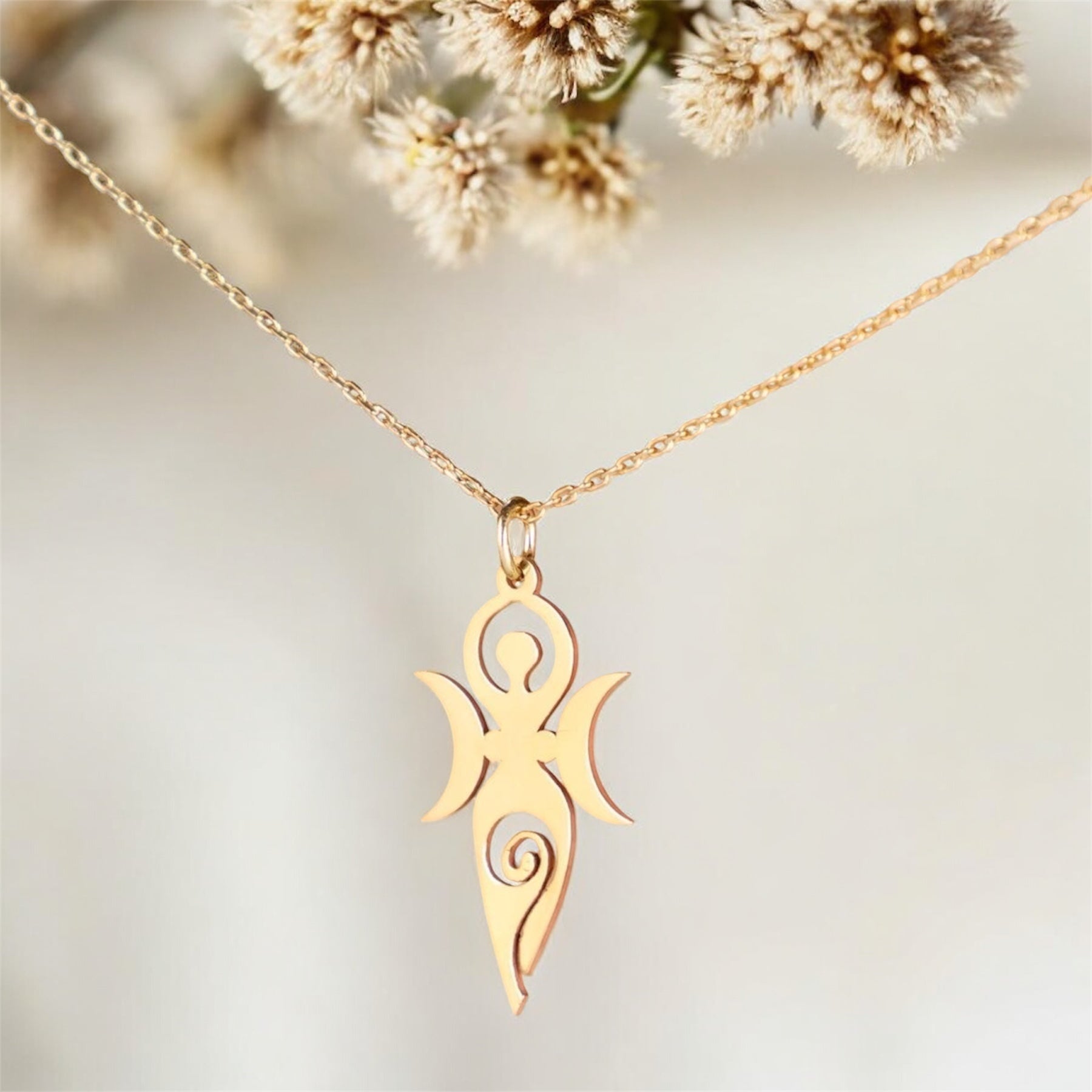 Mother Earth Goddess Pendant - 18k Gold Plated