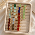 Crystals Ring - Square Shape Stone Adjustable | Mix Exclusive Gold Plated Akari