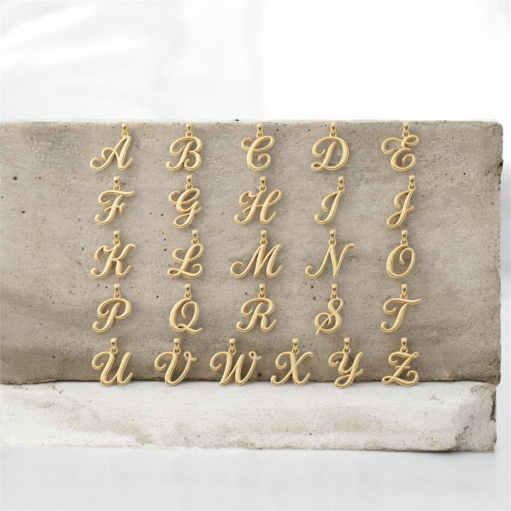 Alphabet Code Pendant 01 - Brass Gold Plated | A to Z Initials