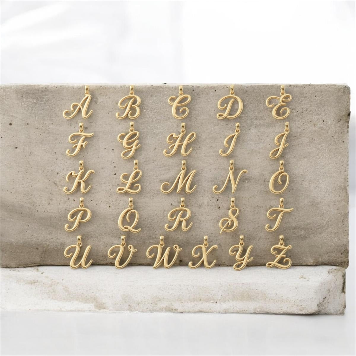 Alphabet Code Pendant 01 - Brass Gold Plated | A to Z Initials