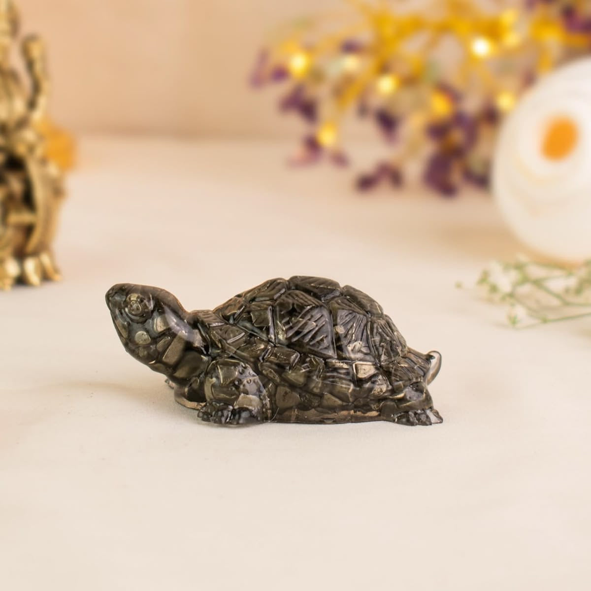 Pyrite Tortoise - Pyrite Orgonite Turtle | Vastu Inspired Home Decor & Housewarming Gift