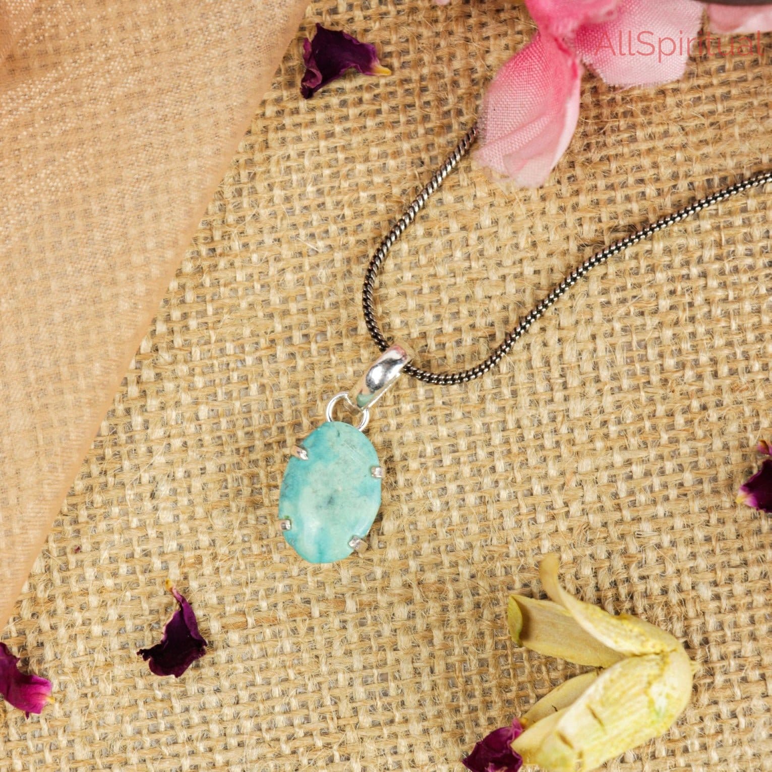 Turquoise Pendant -  Raw Natural Stone Silver Plated | Emblem of Protection