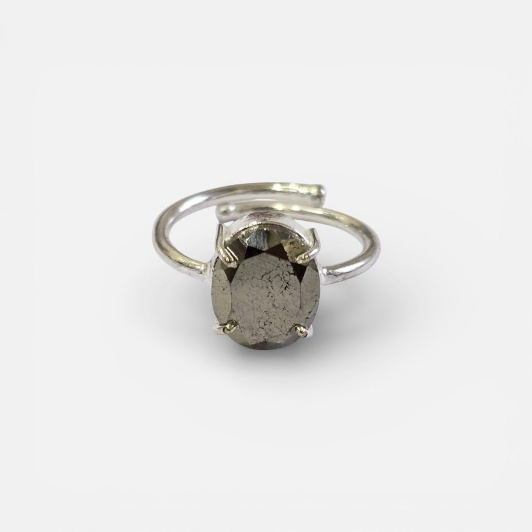 Pyrite Ring – Natural Gemstone  Silver Adjustable | Reminder of Abundance