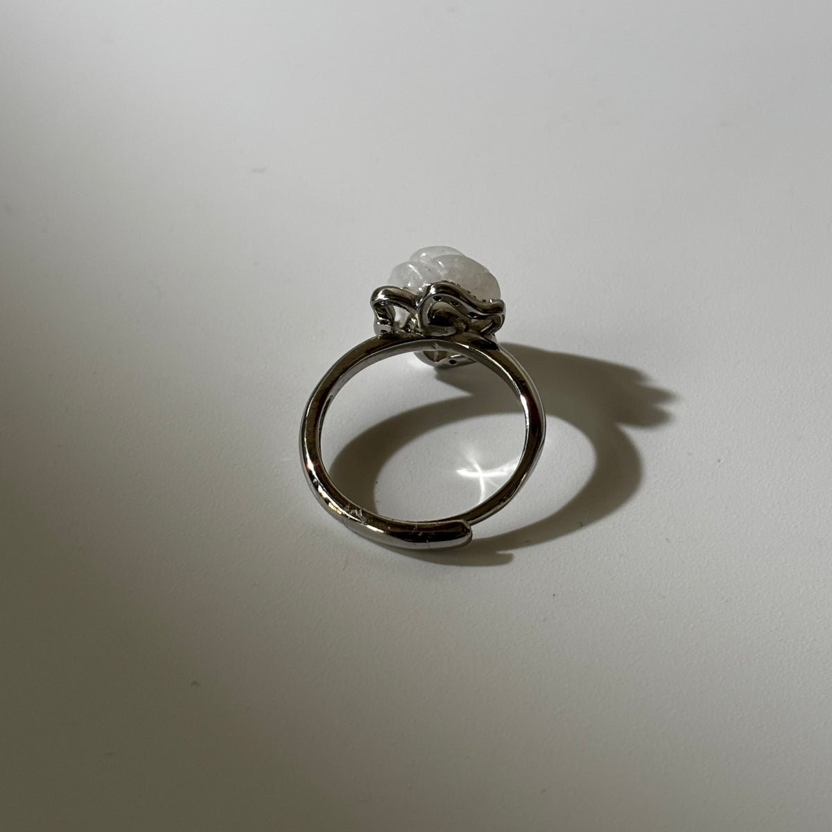 White Jasper Ring - Rose Carved Natural Stone Anti tarnish Adjustable | Serenity