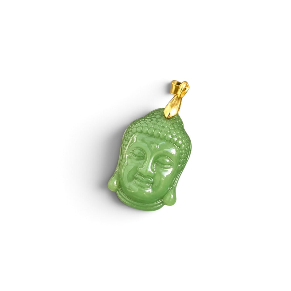 Green Aventurine Pendant - Buddha Head Carved Natural Stone