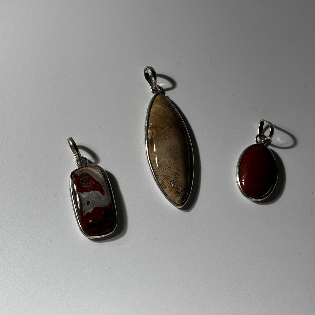 Crystals Pendant Combo 03 - Rare Natural Stones Silver Plated (3 pcs)