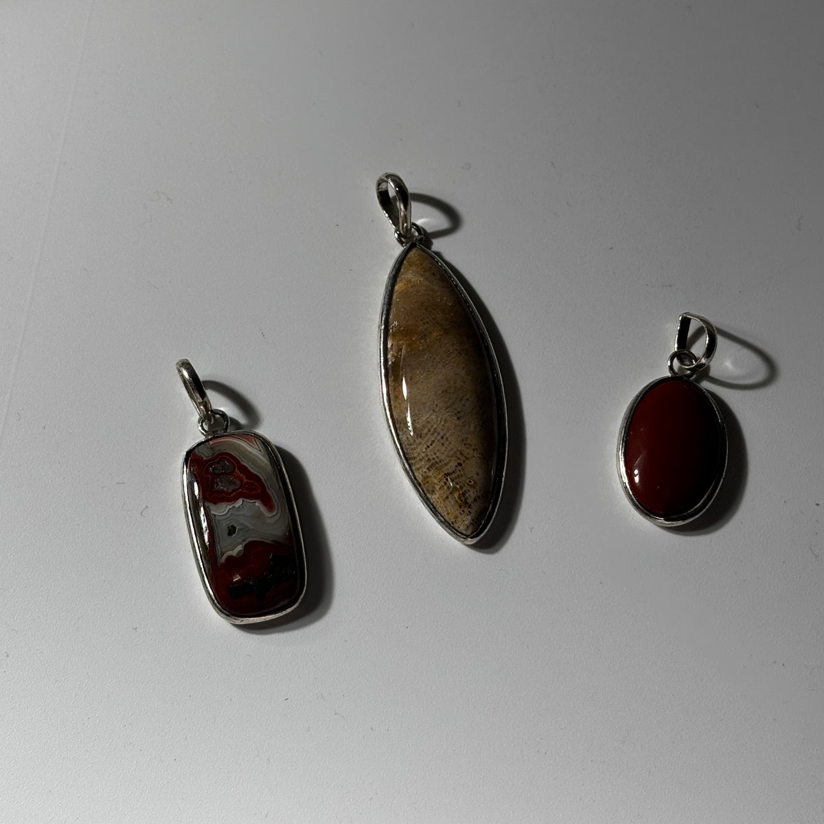 Crystals Pendant Combo 03 - Rare Natural Stones Silver Plated (3 pcs)
