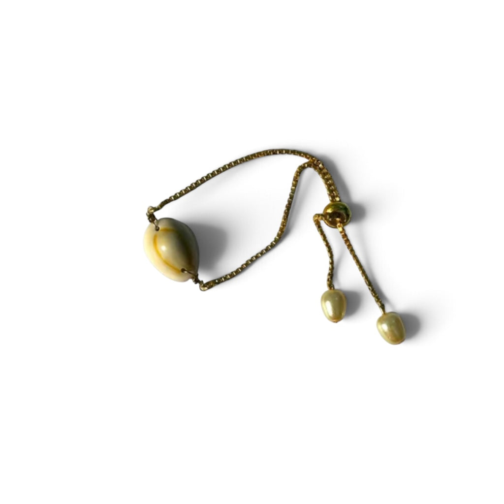 Kauri Shell Bracelet - Natural Cowrie Cowry Golden Adjustable | Mar I