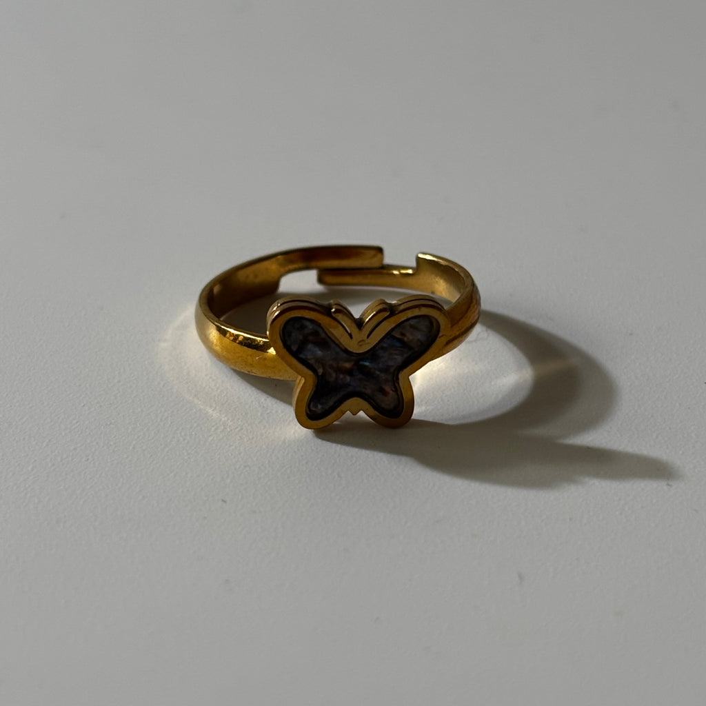 Abalone Ring - Butterfly Natural Shell Adjustable Gold plated Anti tarnish | Renewal